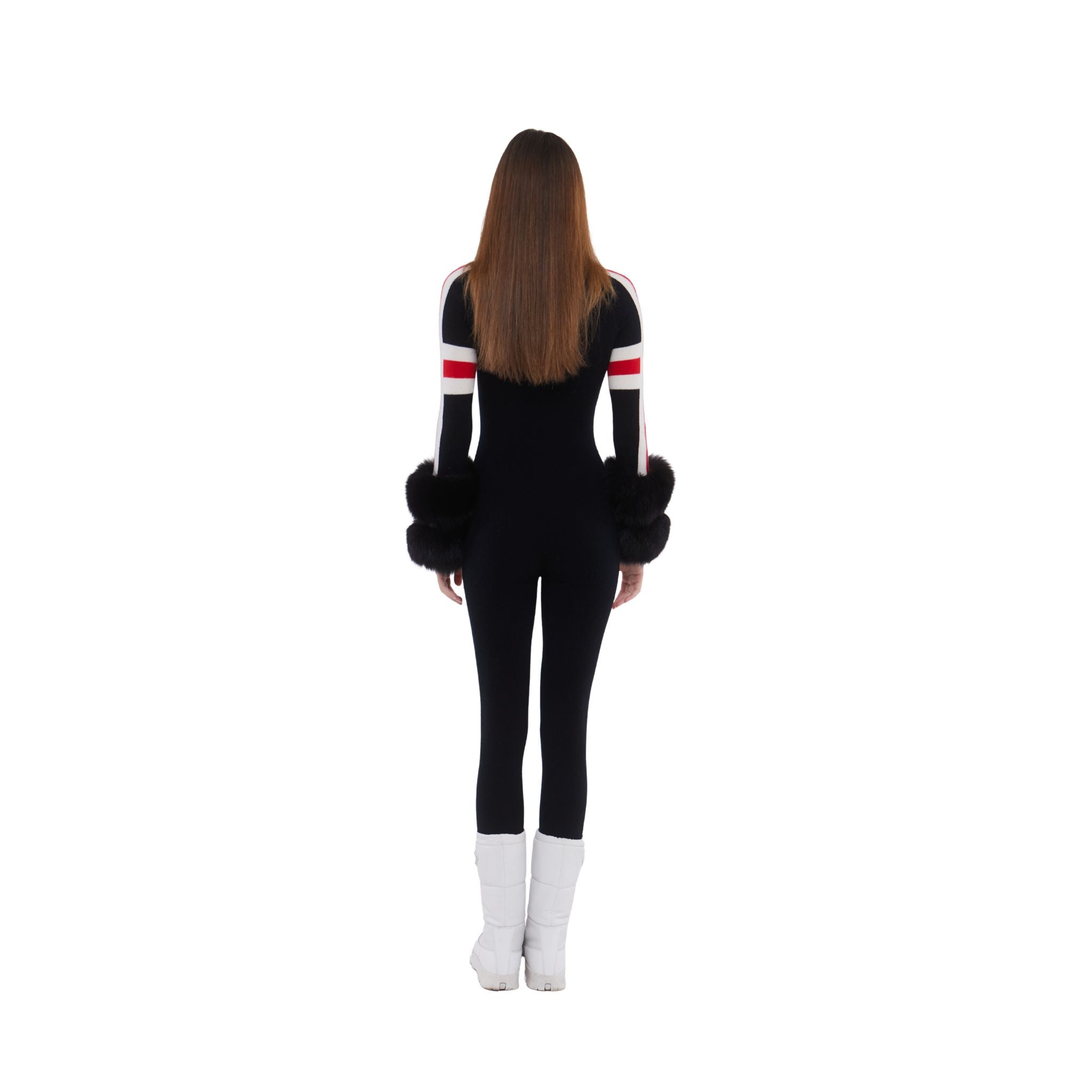 SKI: Black Base Layer Jumpsuit with Stripe Detail