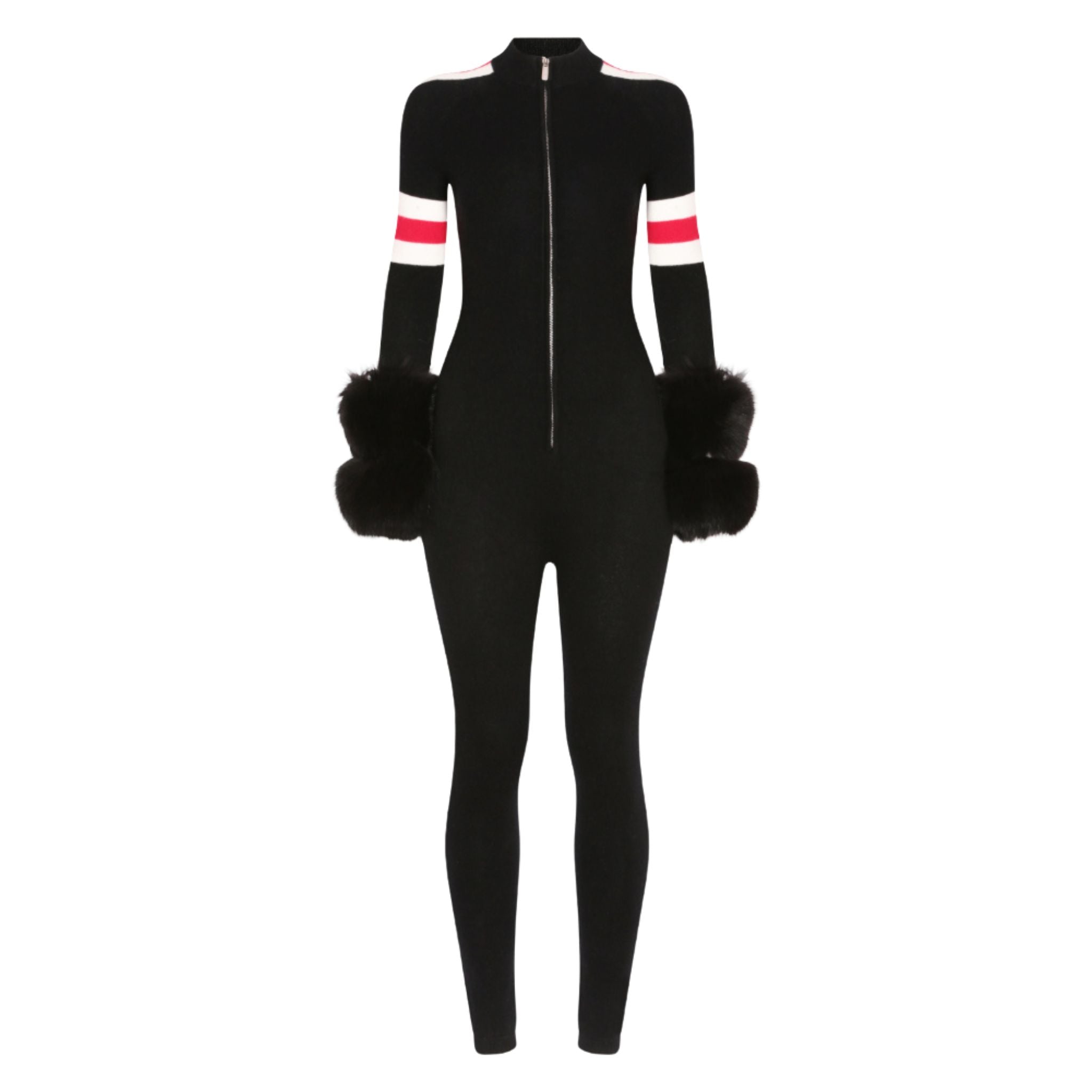 SKI: Black Base Layer Jumpsuit with Stripe Detail