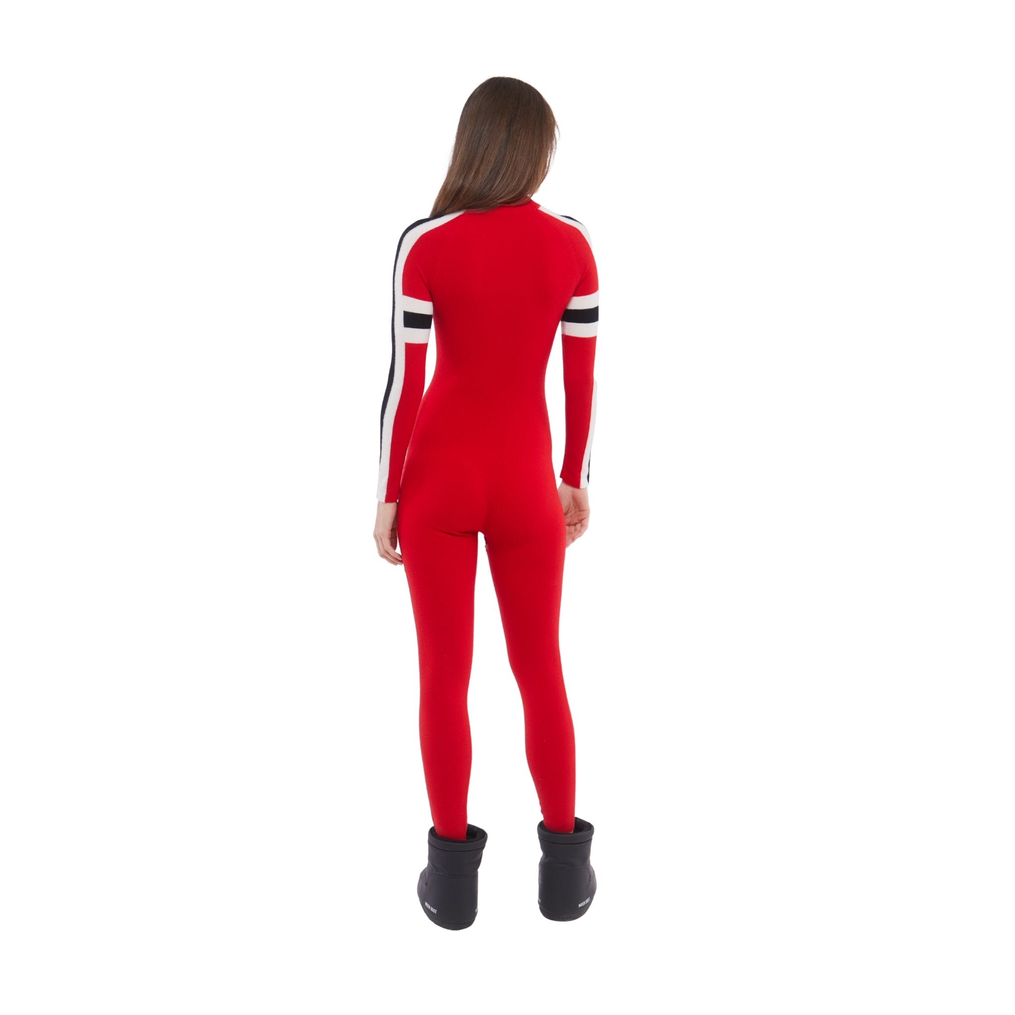 SKI: Triple Tone Base Layer Jumpsuit in Red