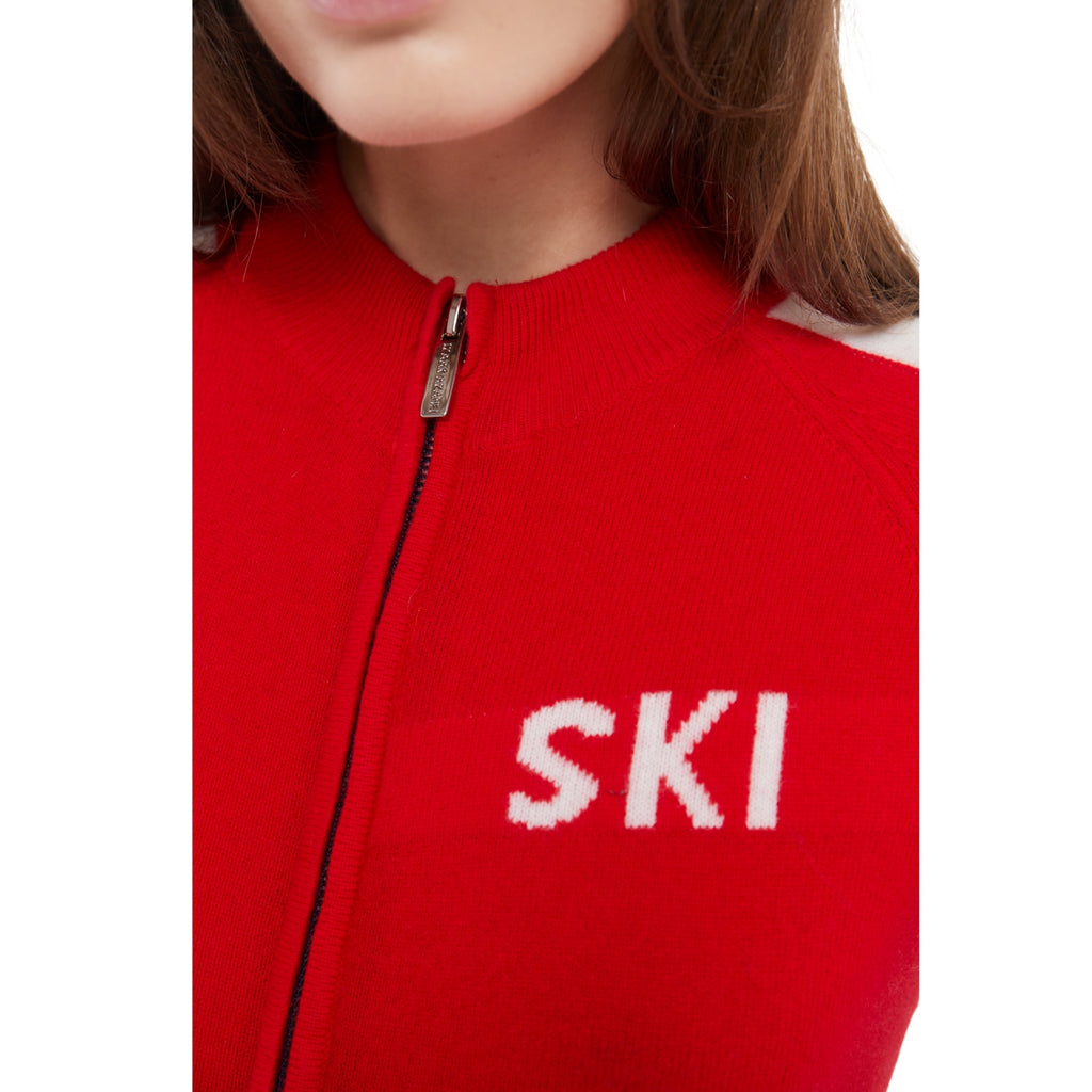 SKI: Triple Tone Base Layer Jumpsuit in Red