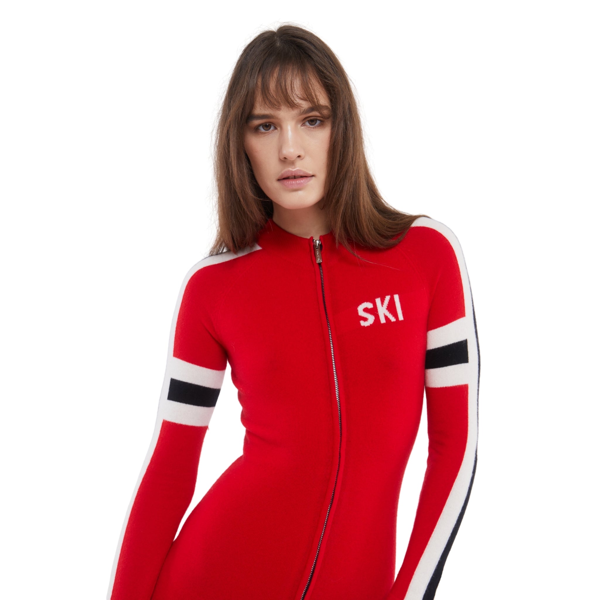 SKI: Triple Tone Base Layer Jumpsuit in Red