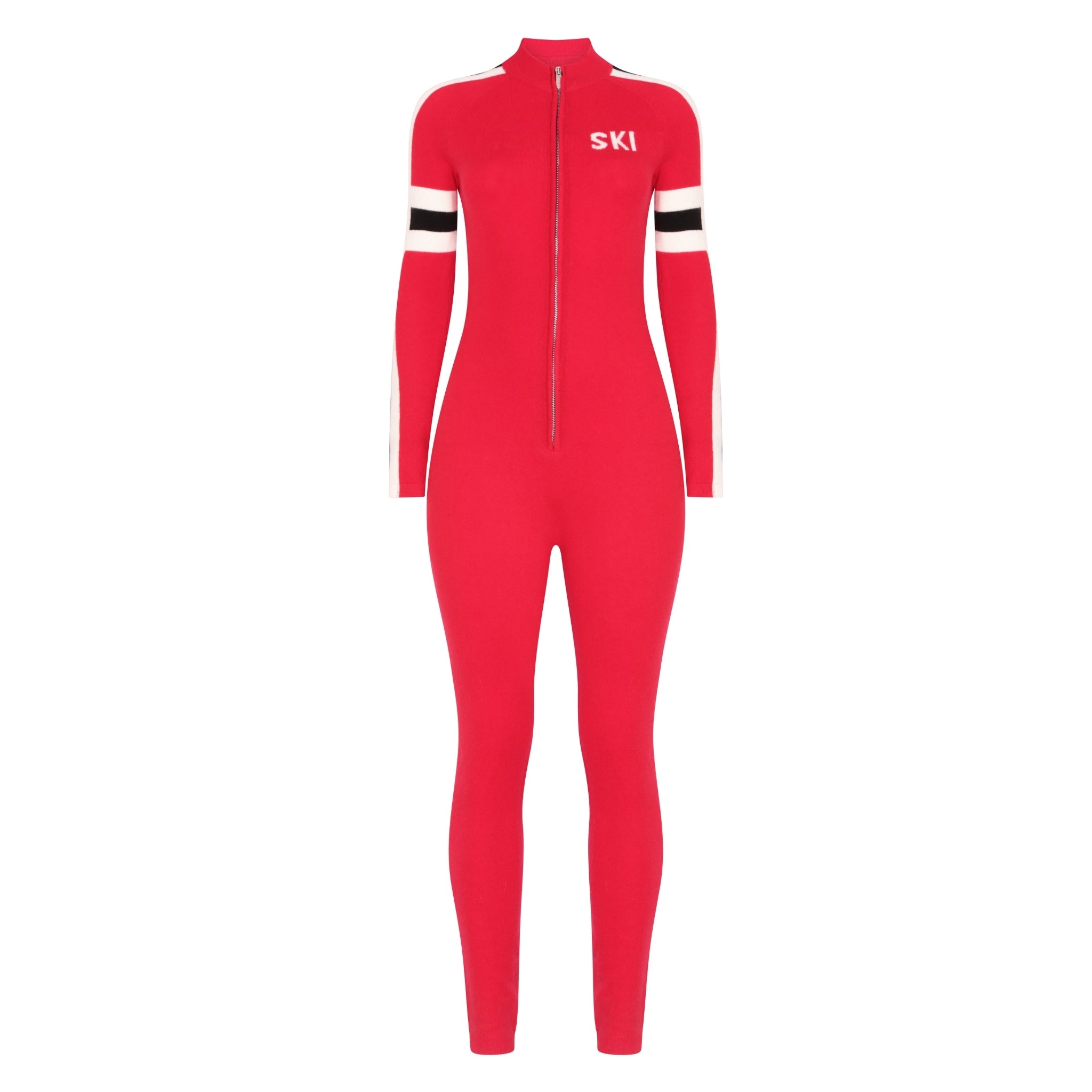SKI: Triple Tone Base Layer Jumpsuit in Red