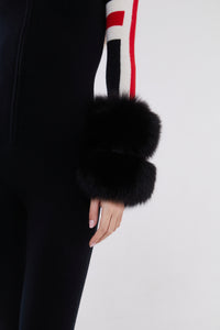 SKI: Apres Ski Triple Tone Jumpsuit with Cuffs in Black