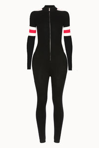 SKI: Black Base Layer Jumpsuit with Stripe Detail (CUSTOMISABLE)