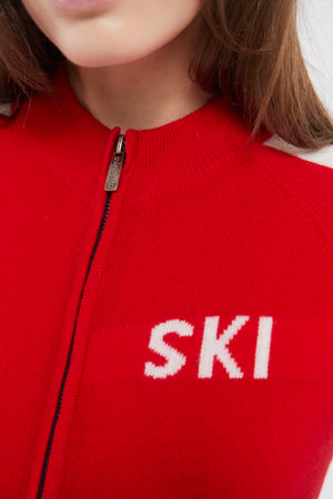 SKI: Triple Tone Base Layer Jumpsuit in Red