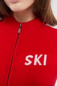 SKI: Triple Tone Base Layer Jumpsuit in Red