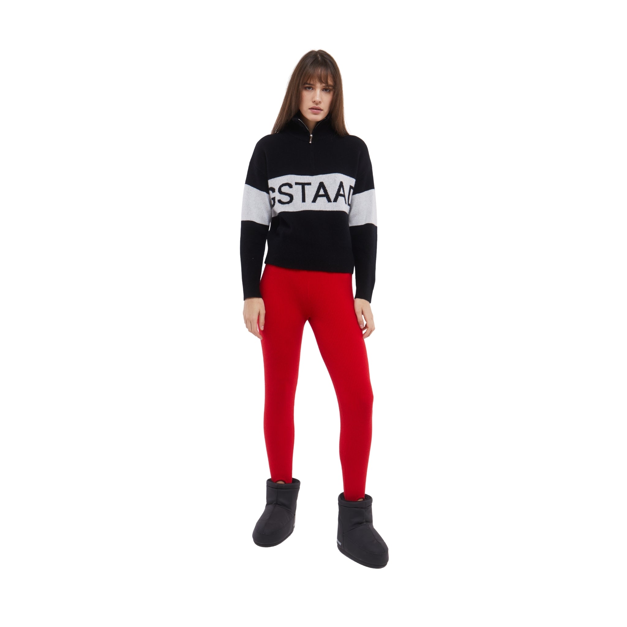 SKI: 'GSTAAD' High Neck Zip Up Base Layer in Black