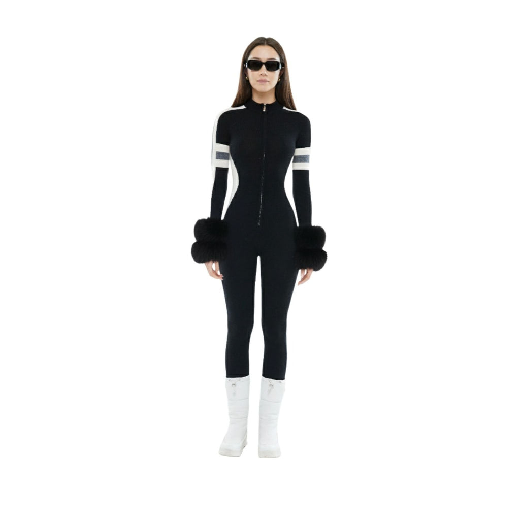 The Stripe Detail Jumpsuit with Cuffs in Black