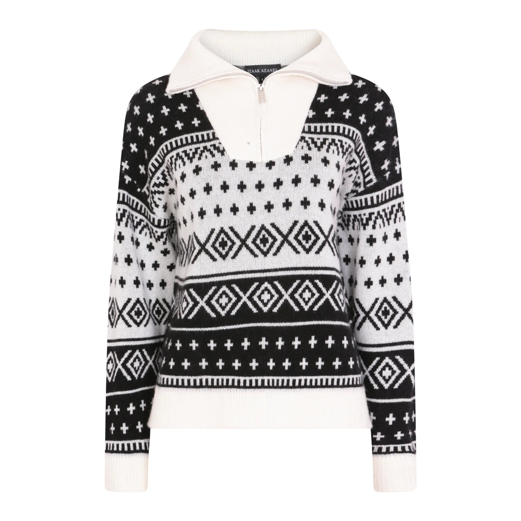 The Nordic Print Zip Up Sweater