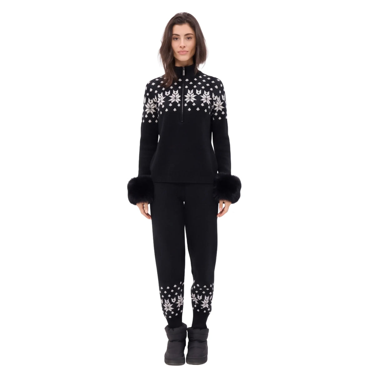 The Nordic Print Pullover with Fox Fur