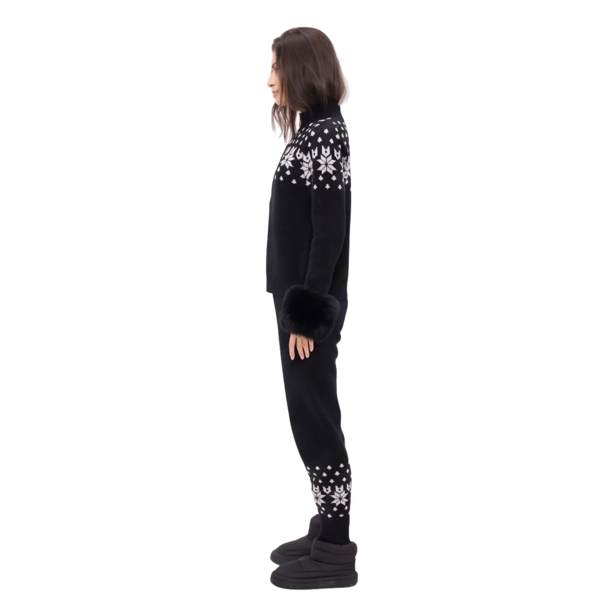 The Nordic Print Pullover with Fox Fur