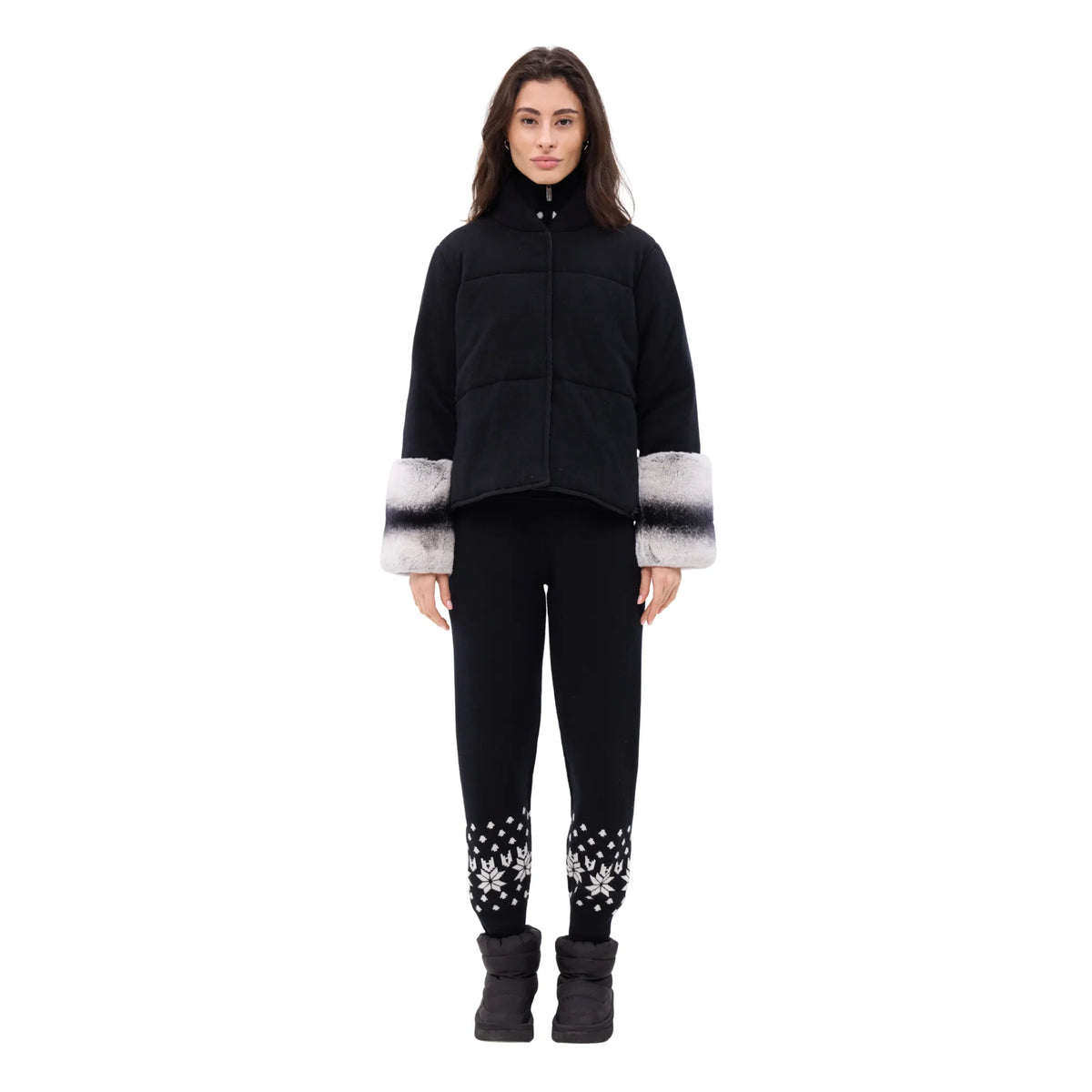 The Cashmere Padded Jacket with Chinchilla Cuffs