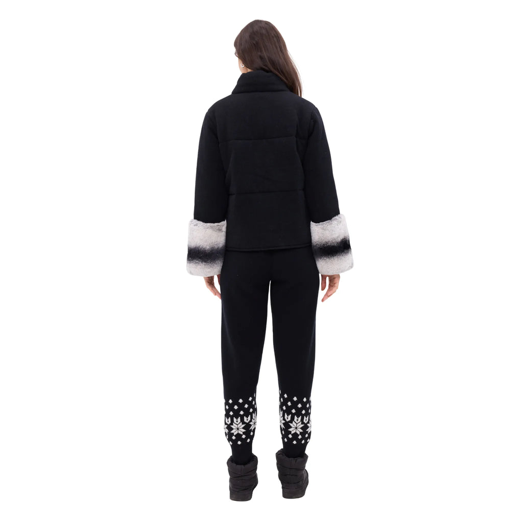 The Cashmere Padded Jacket with Chinchilla Cuffs