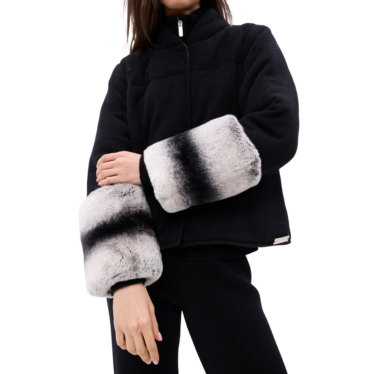 The Cashmere Padded Jacket with Chinchilla Cuffs