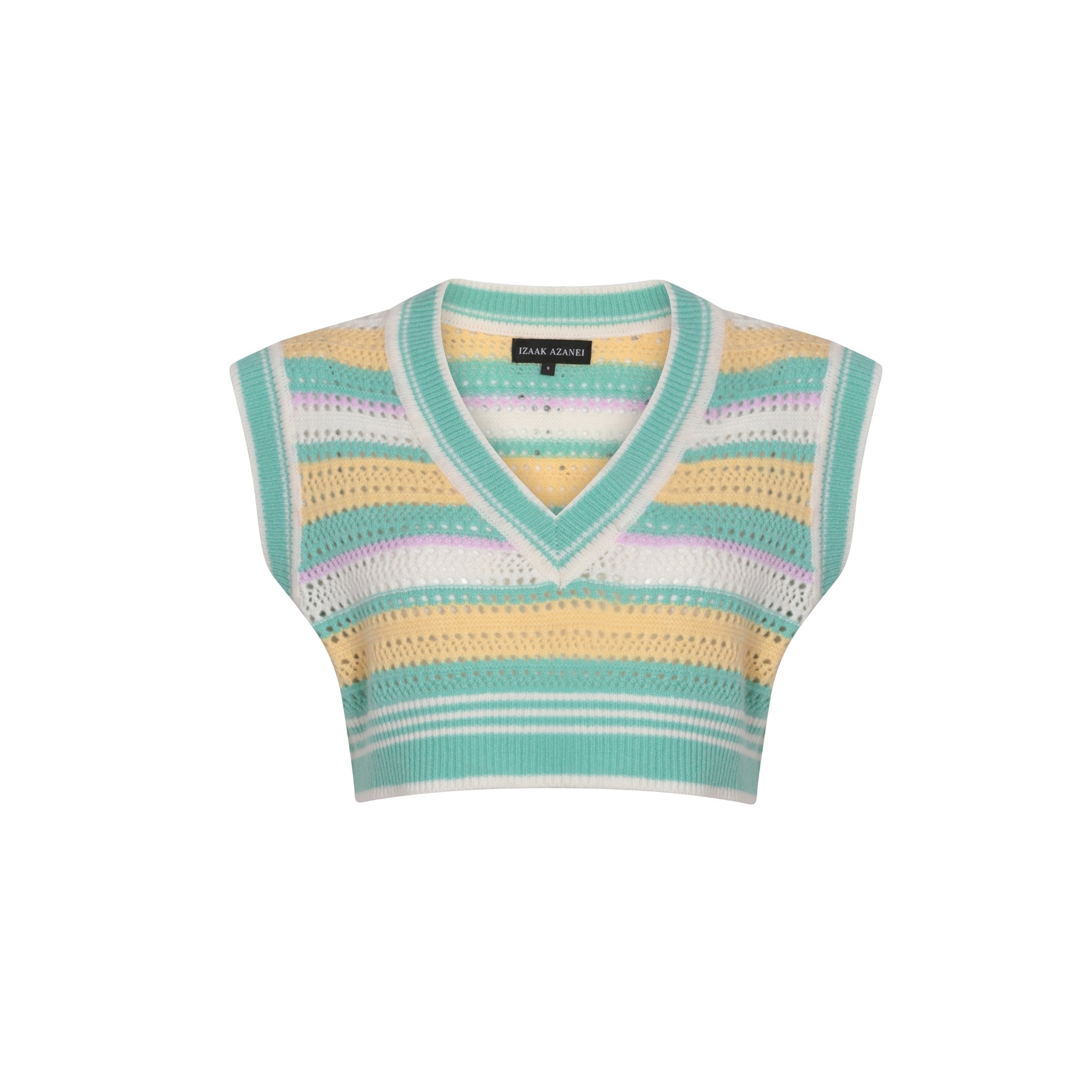 Cream, Green, Yellow & Pink Crochet Top
