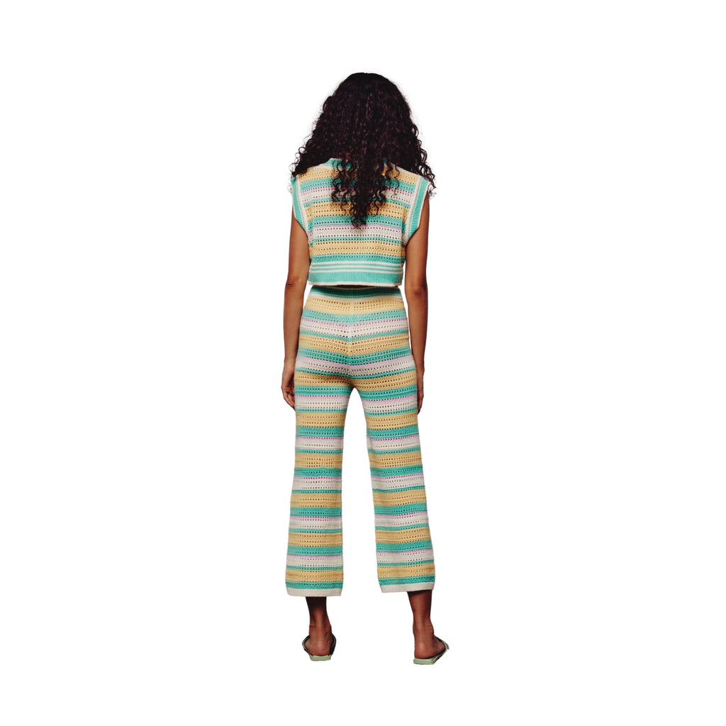 Cream, Green, Yellow & Pink Crochet Pants