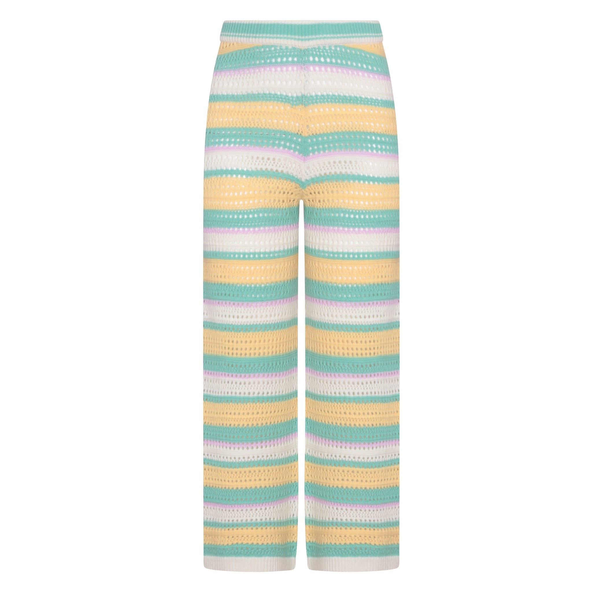 Cream, Green, Yellow & Pink Crochet Pants