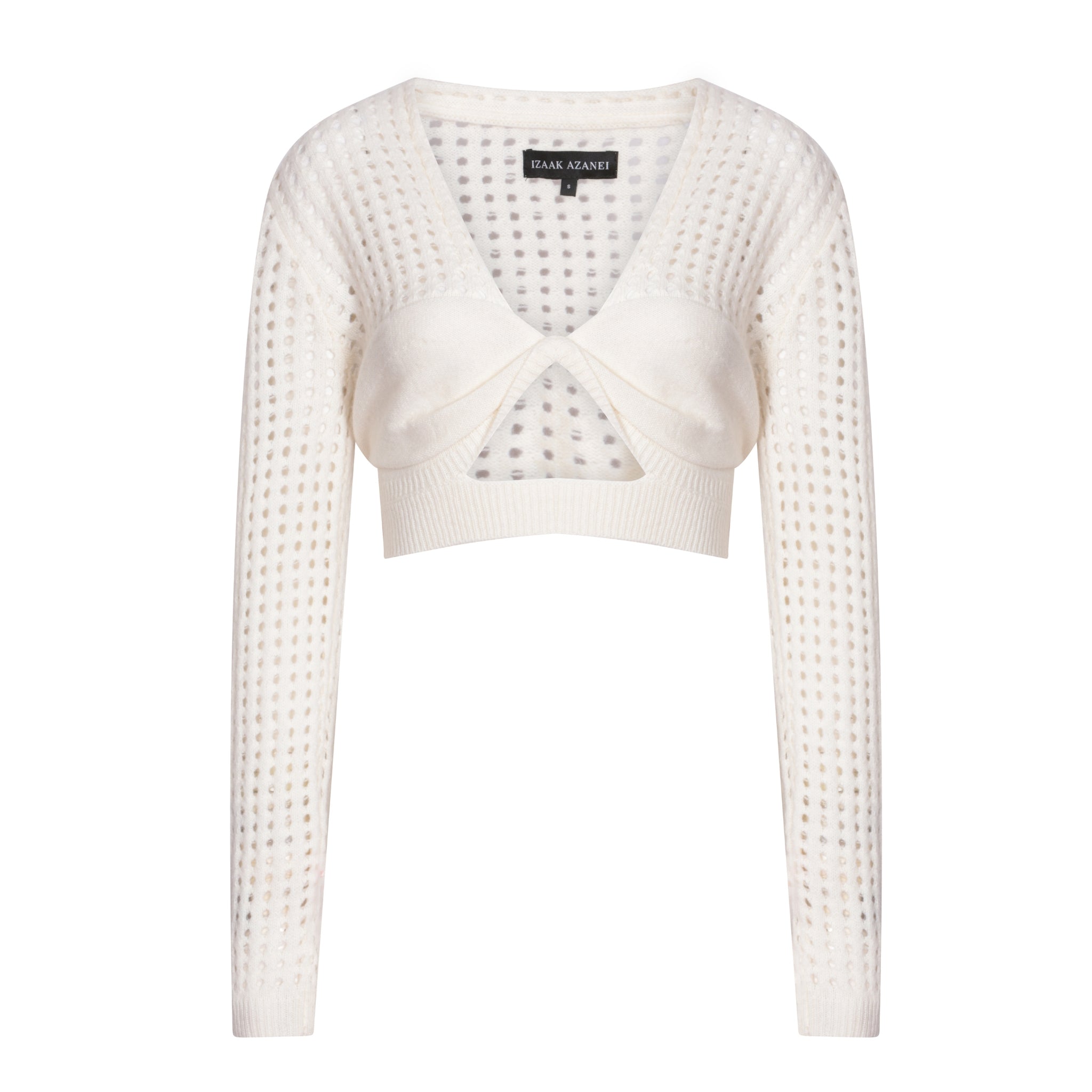 Cream Long Sleeve Crochet Crop Top