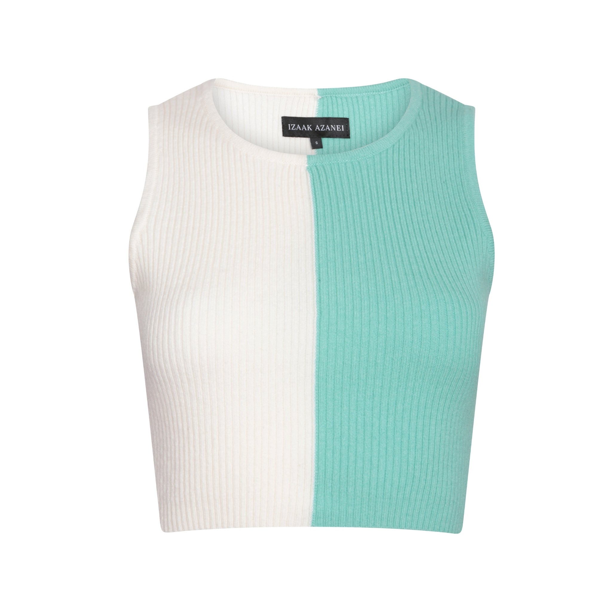 Cream & Green Colour Block Crop Top