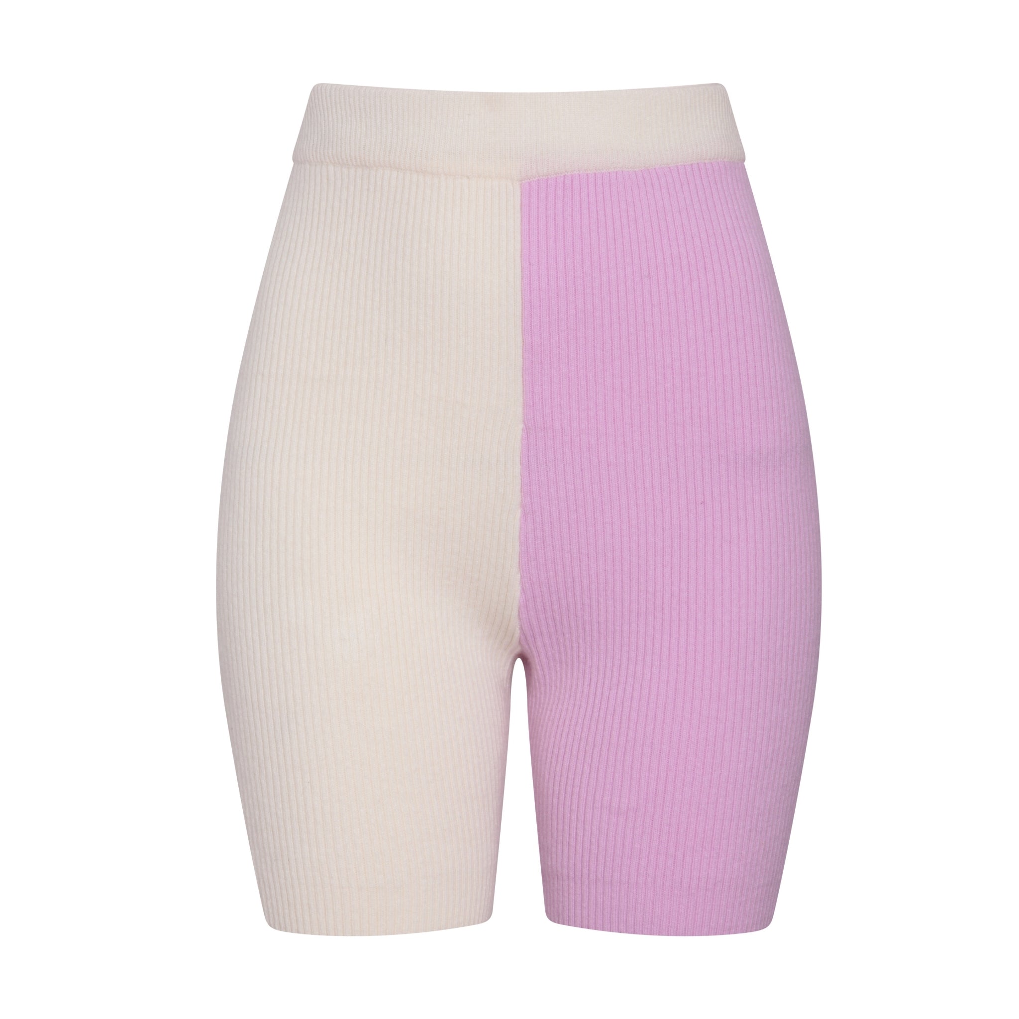 Cream & Pink Colour Block Biker Shorts