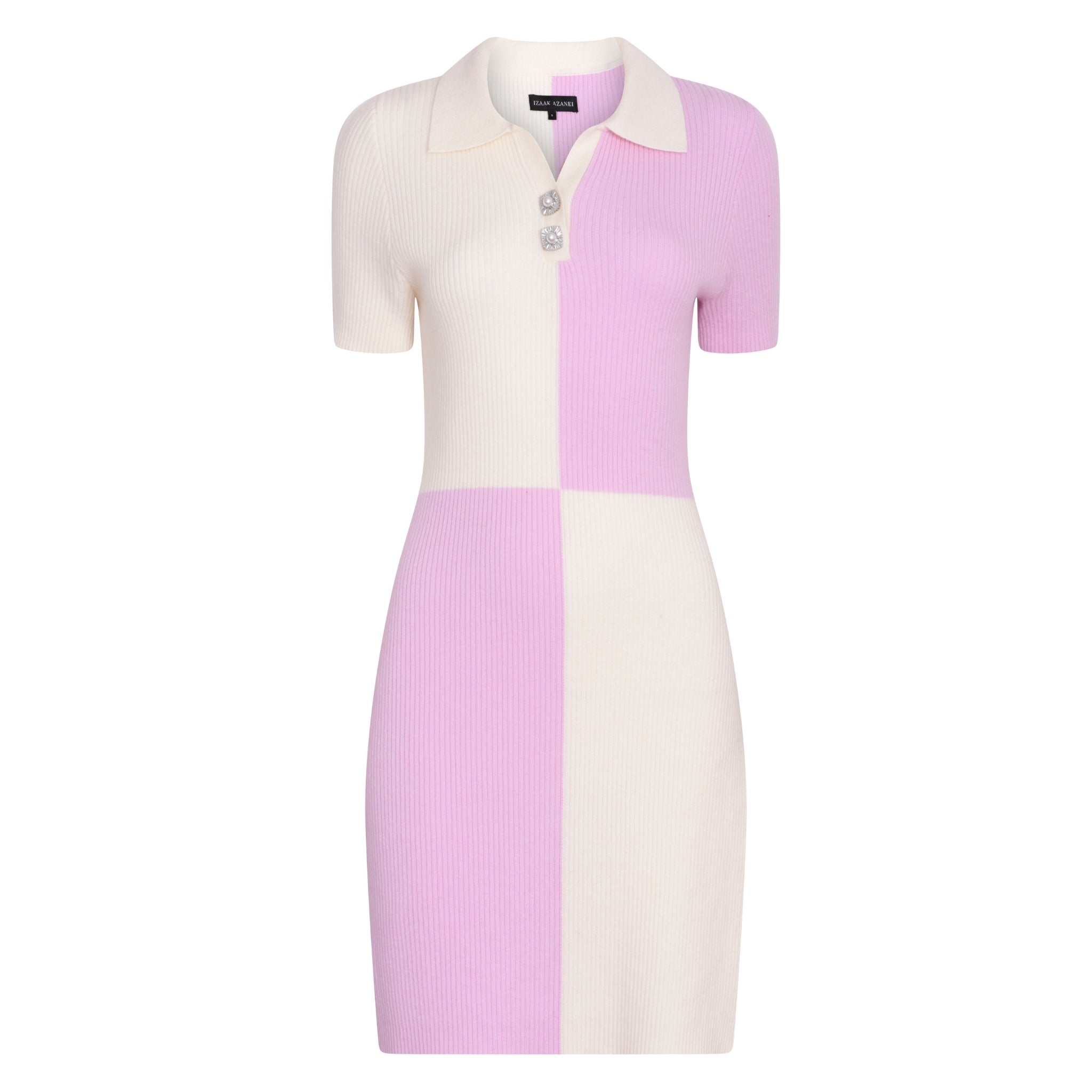 Cream & Pink Colour Block Knit Dress