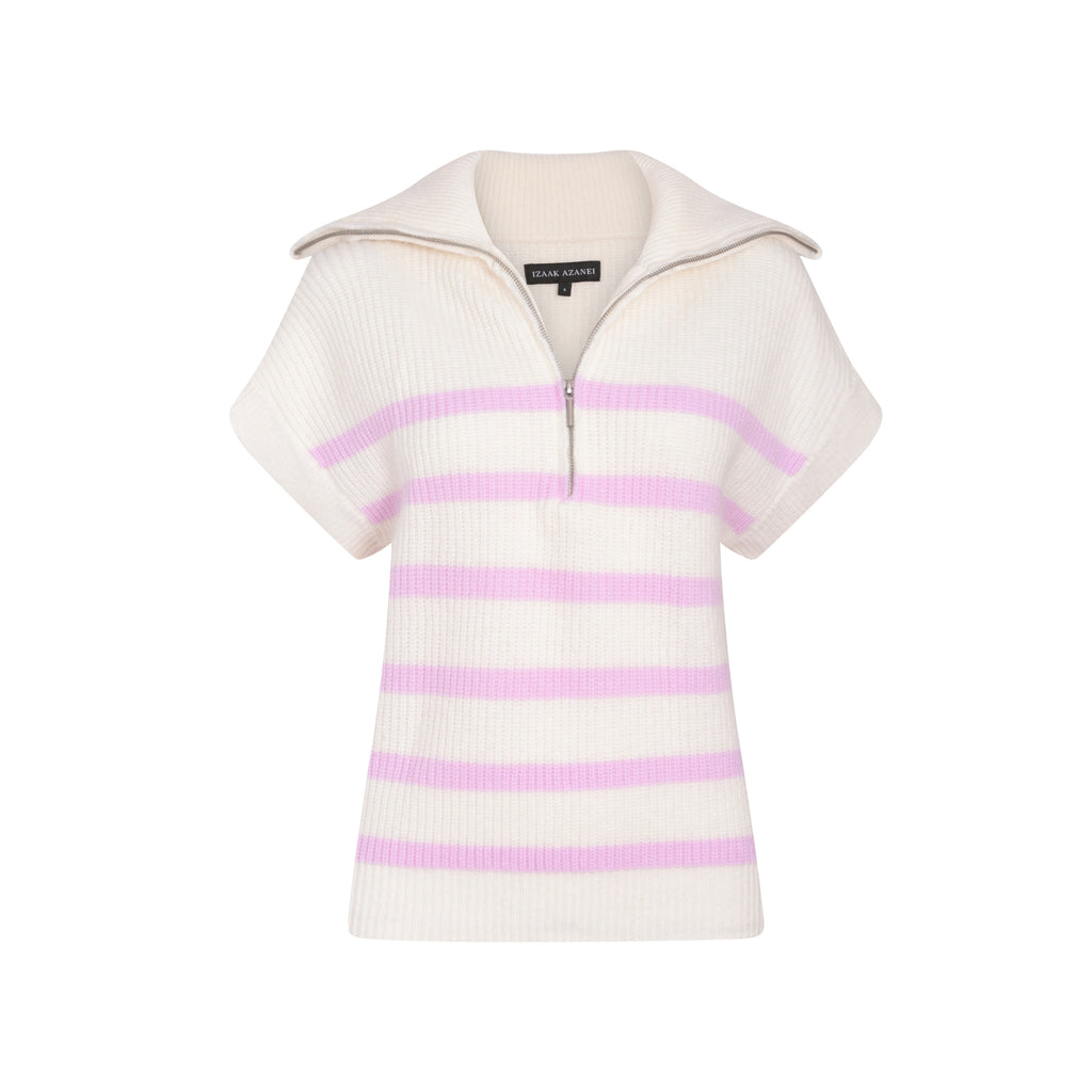 Cream & Pink Sleeveless Sweatshirt