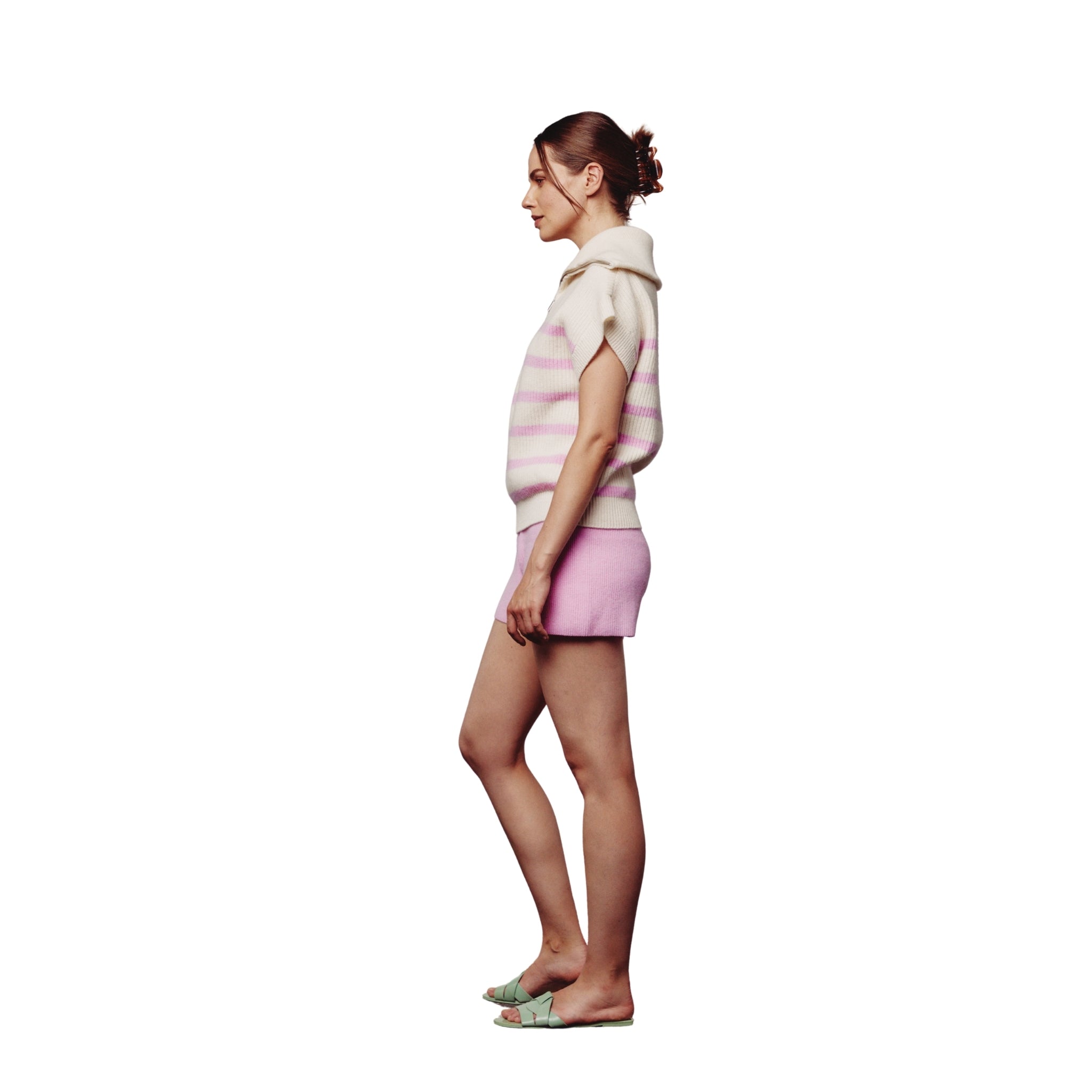 Cream & Pink Sleeveless Sweatshirt