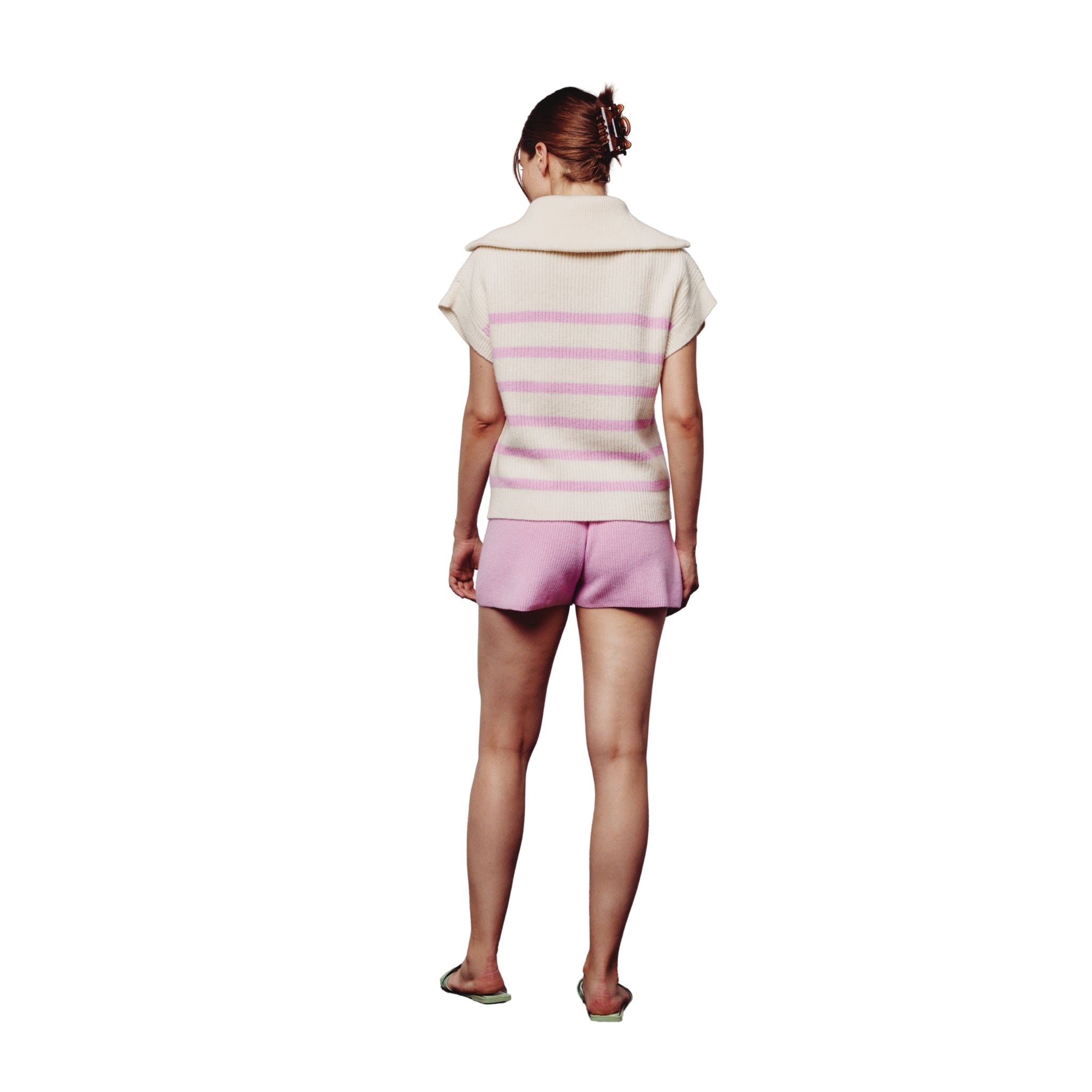 Cream & Pink Sleeveless Sweatshirt