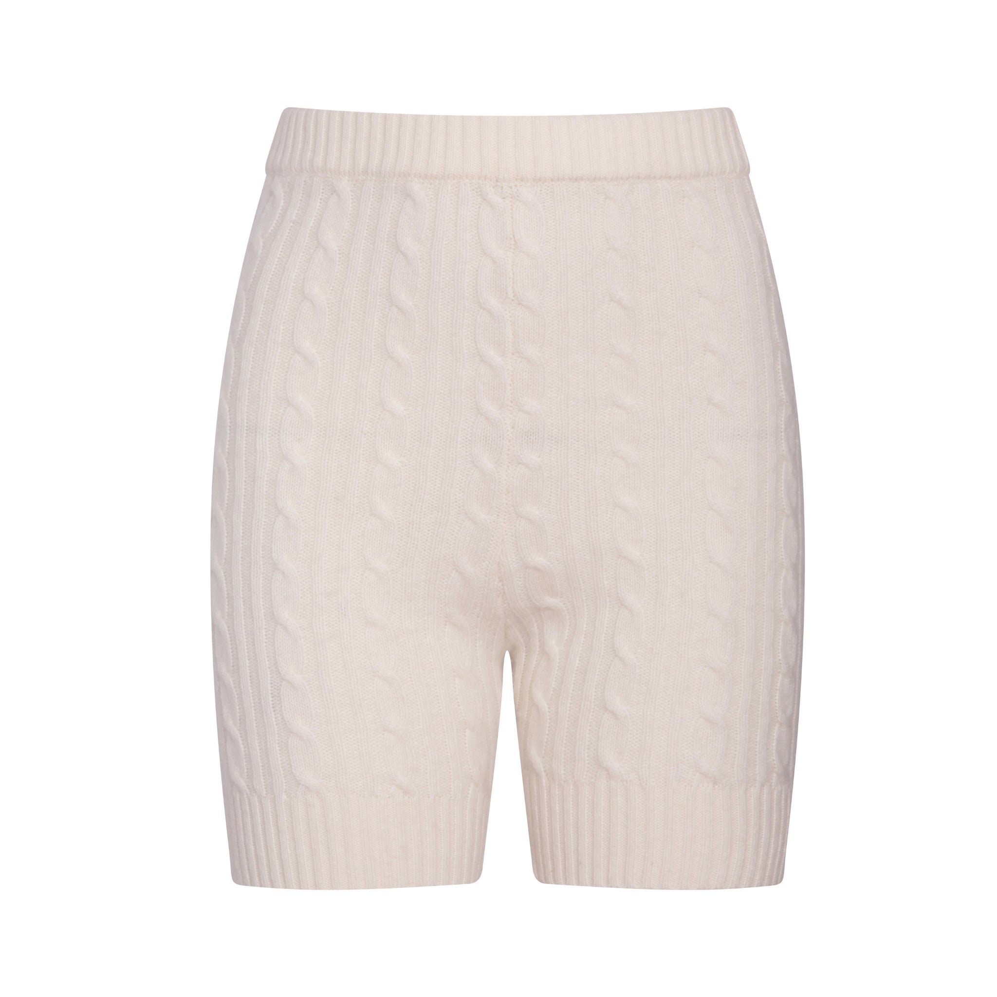 Cream Cable Knit Biker Shorts