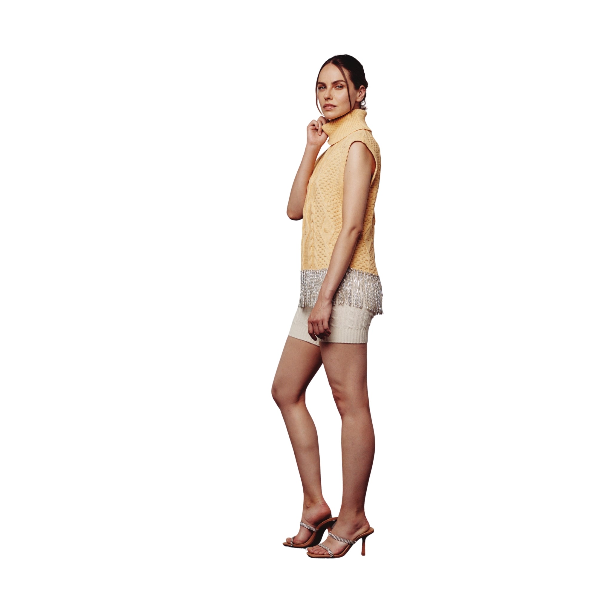Cream Cable Knit Biker Shorts