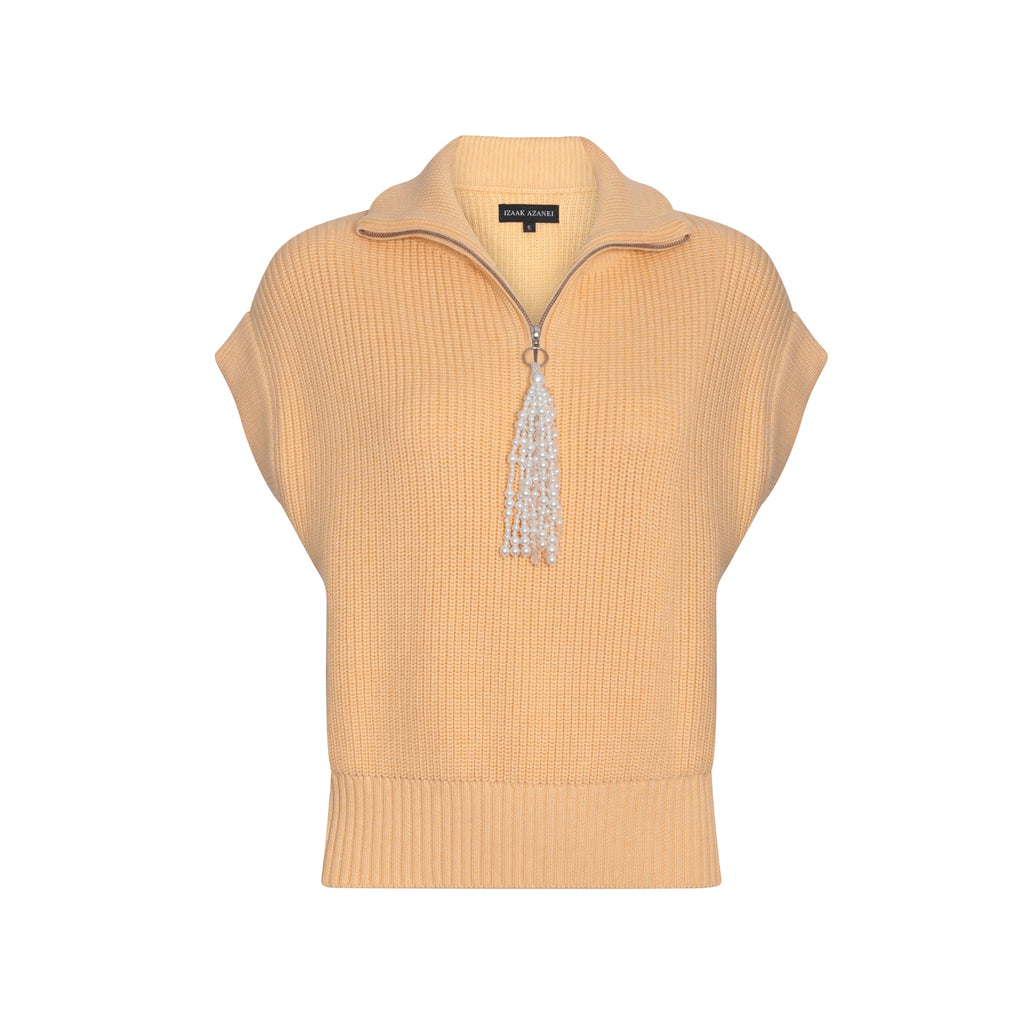 Yellow Sleeveless Zipped Sweatshirt