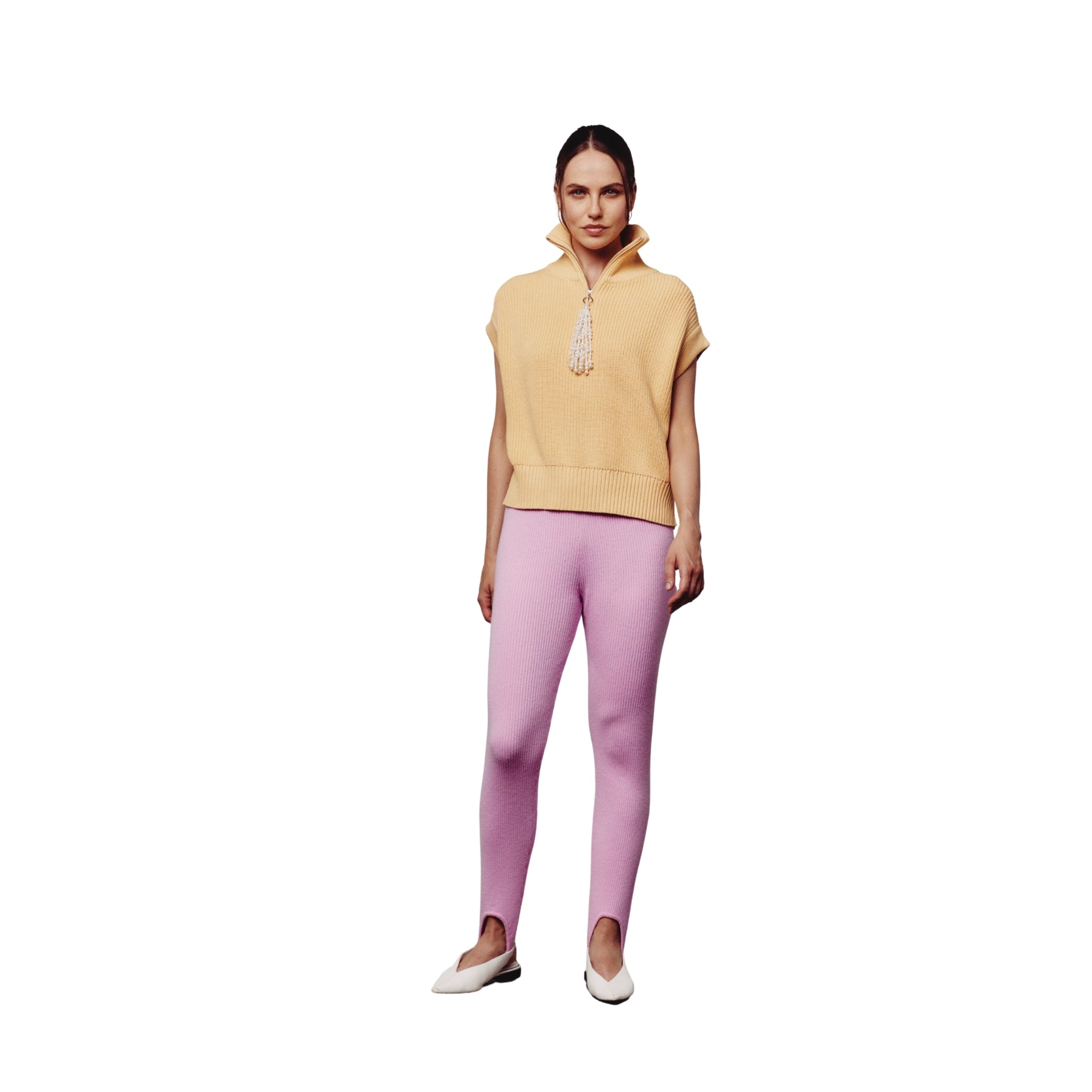 Yellow Sleeveless Zipped Sweatshirt