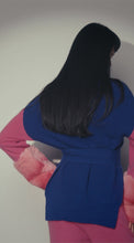 Load and play video in Gallery viewer, Embellished Colour Block Belted Cardigan in Cobalt &amp; Watermelon
