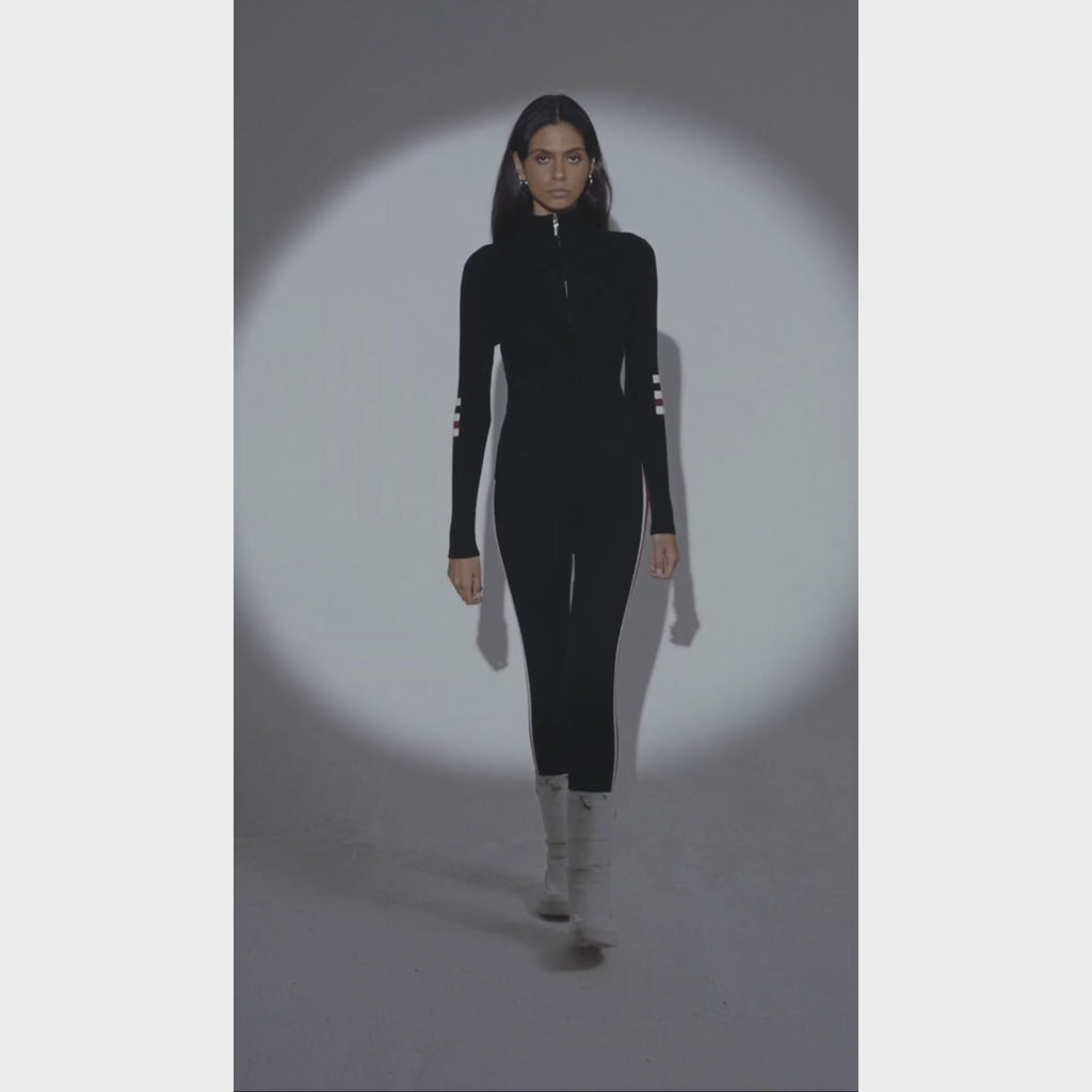 The Triple Stripe Detail Zip Up in Black