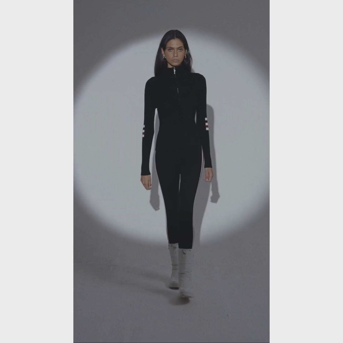 The Triple Stripe Detail Zip Up in Black