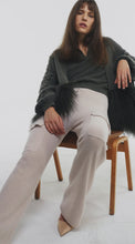 Load and play video in Gallery viewer, Cropped Cable Knit Jacket with Shearling Trim in Army
