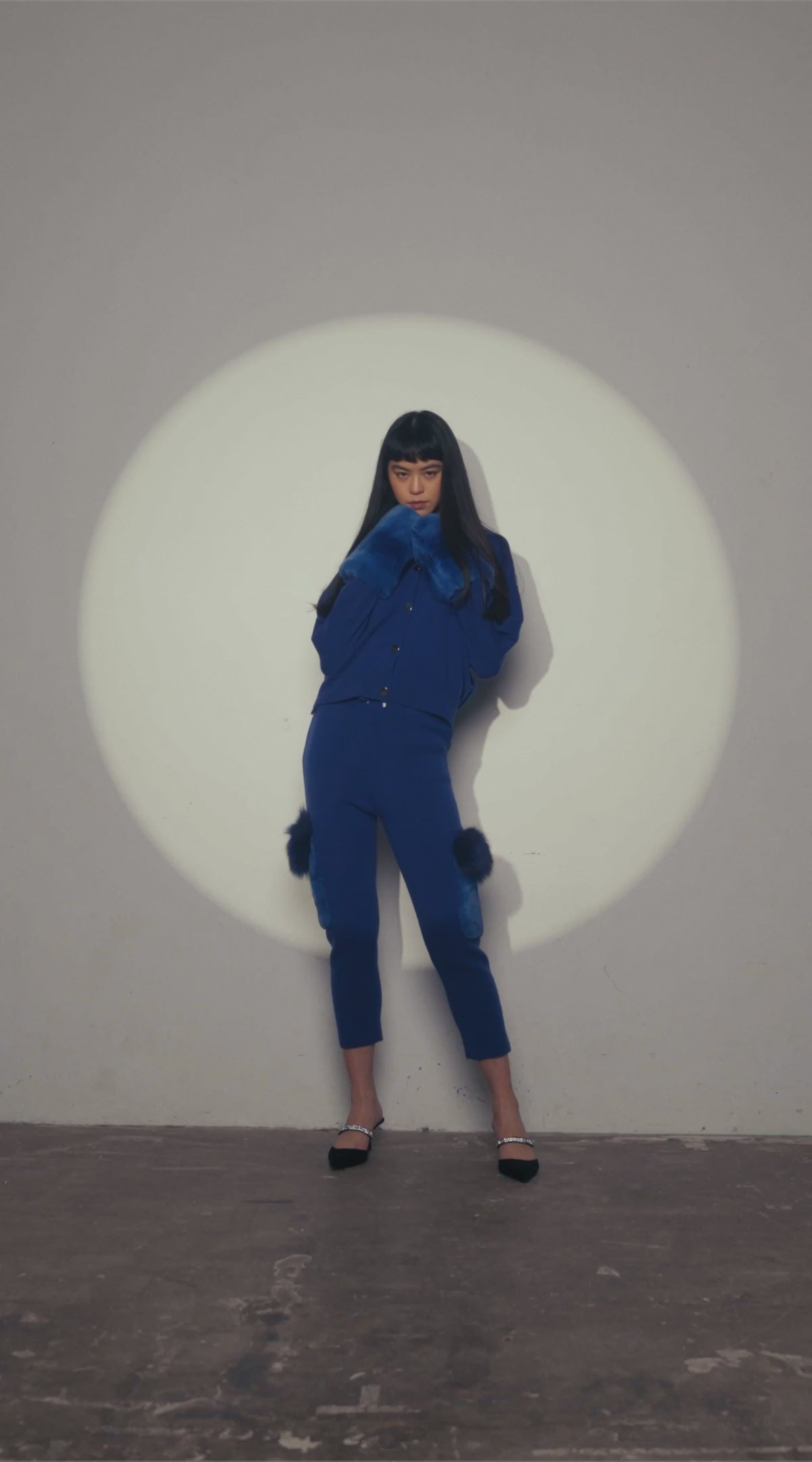 Side Flap Fur Pocket Pants in Cobalt