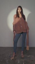 Load and play video in Gallery viewer, Pearl Fringed Coat &amp; Scarf in Mocha
