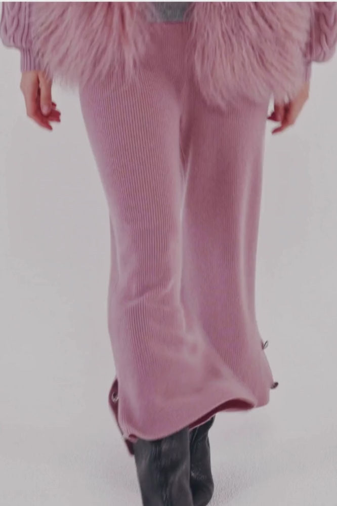 Cropped Pants with Button Detail in Blush