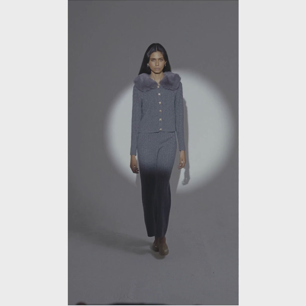 The Faux Collar Cardigan in Storm
