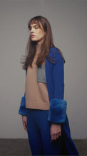 Load and play video in Gallery viewer, Long Cardigan with Chinchilla Cuffs in Cobalt

