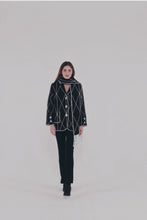 Load and play video in Gallery viewer, Embellished Jacket with Scarf in Monochrome
