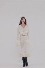 Load and play video in Gallery viewer, Shearling Trim Midi Skirt in Cloud
