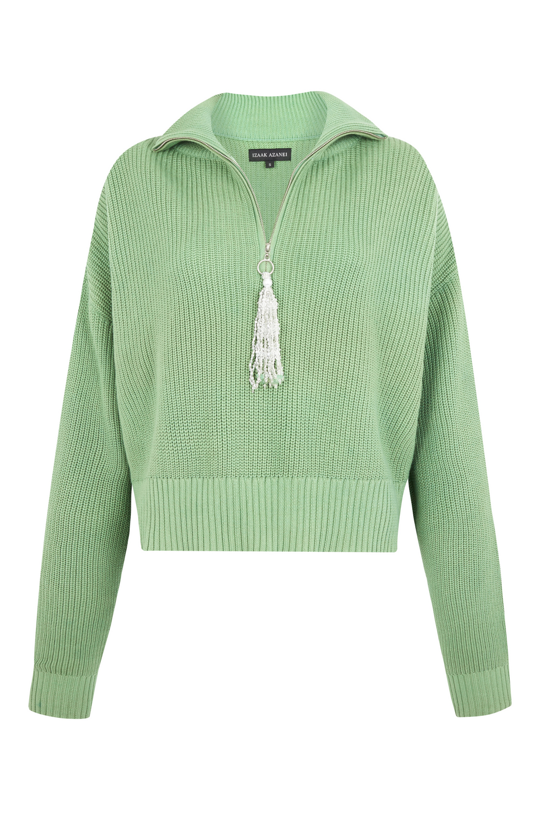 High Neck Zip Tassel Jumper