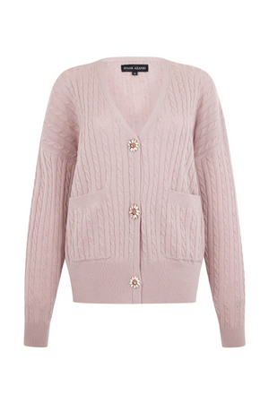 Rose Embellished Cable Cardigan