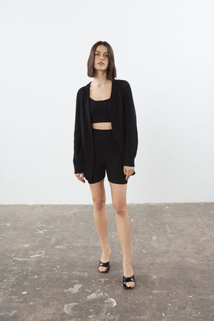 IA Essentials: Black Cashmere Biker Shorts Set