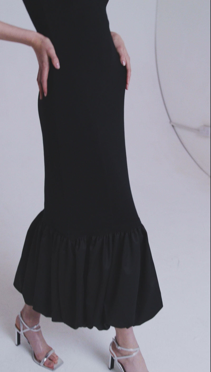Black Long Ruffle Dress