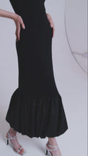 Load and play video in Gallery viewer, Black Long Ruffle Dress
