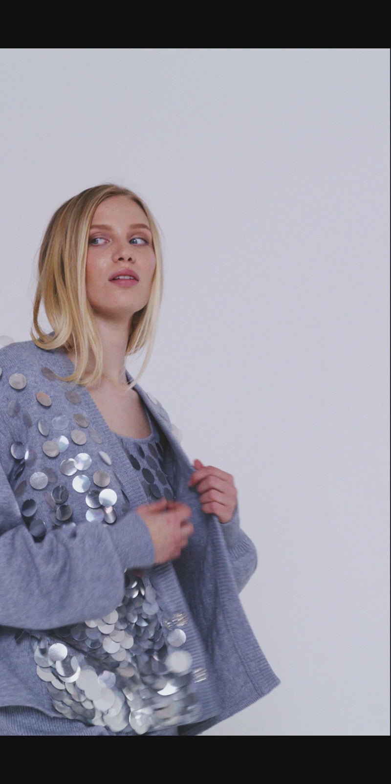 Grey Sequined Cardigan