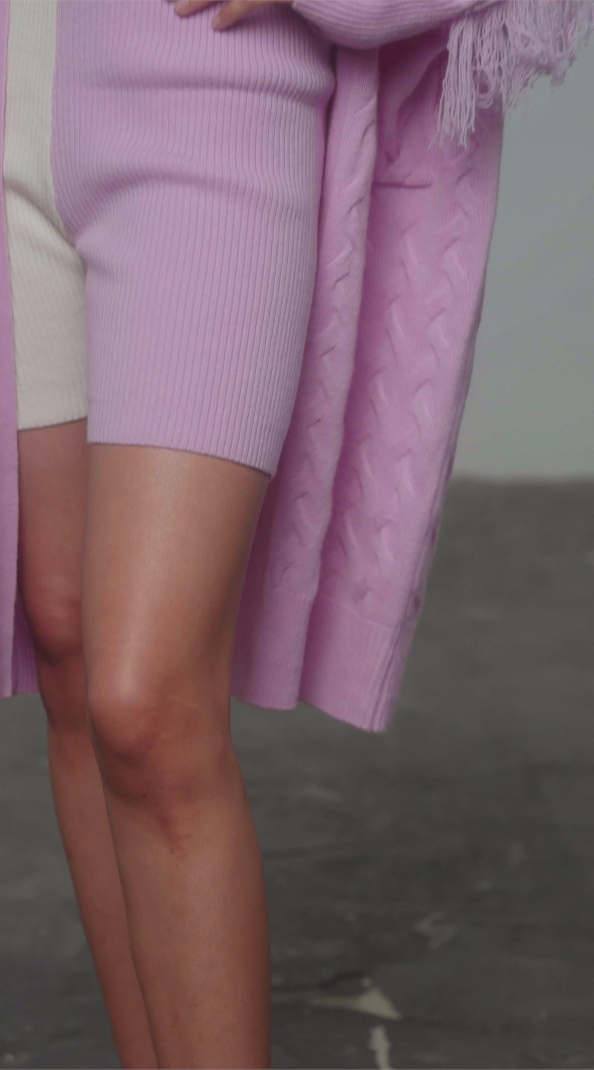 Cream & Pink Colour Block Biker Shorts